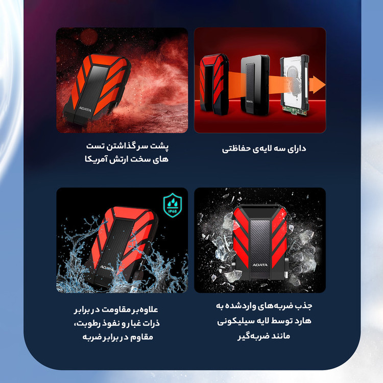 هارد اکسترنال ای دیتا مدل HD710 Pro ظرفیت یک ترابایت دارای رابط USB Type-A 3.0