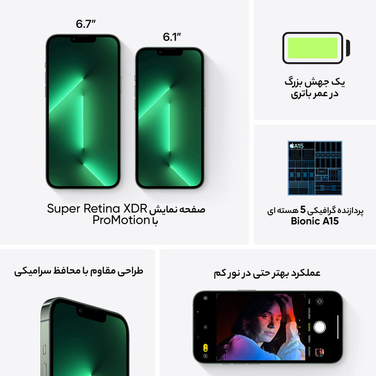 کارکرده - گوشی موبایل اپل مدل iPhone 13 Pro Max ZAA دو سیم کارت ظرفیت 256 گیگابایت و رم 6 گیگابایت باتری 71%