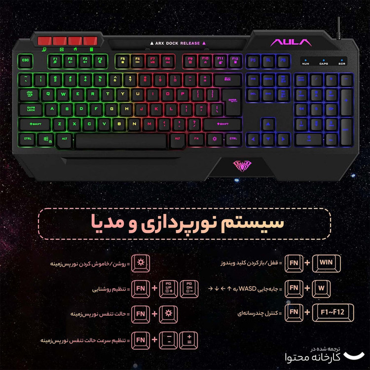 کیبورد و موس گیمینگ آئولا T650 + هدست و پد موس